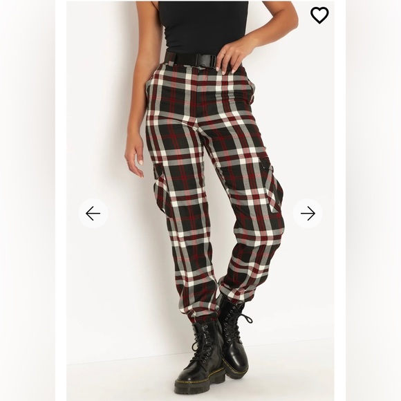 TARTAN TWILIGHT CARGO PANTS  LIMITED SIZE 10 NWOT BLACK RED WHITE BLACKMILK BM - Picture 3 of 7